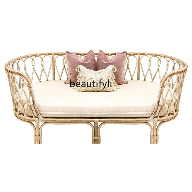 

Modern Rattan Sofa Combination Real Rattan Couch Balcony Home Leisure Chair