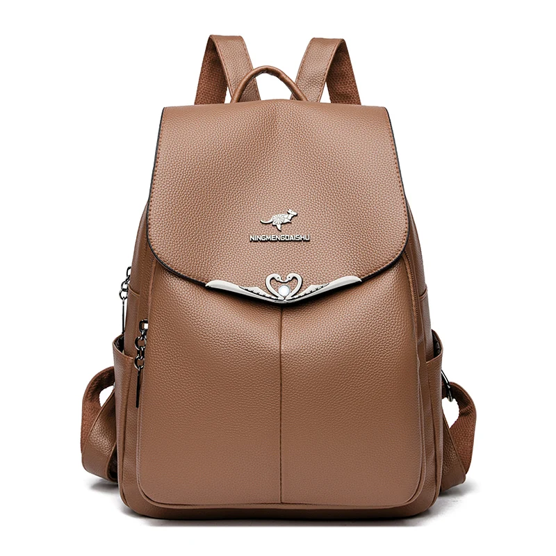 حقيبة ظهر نسائية جديدة، مصممة من الجلد، مثالية للس...