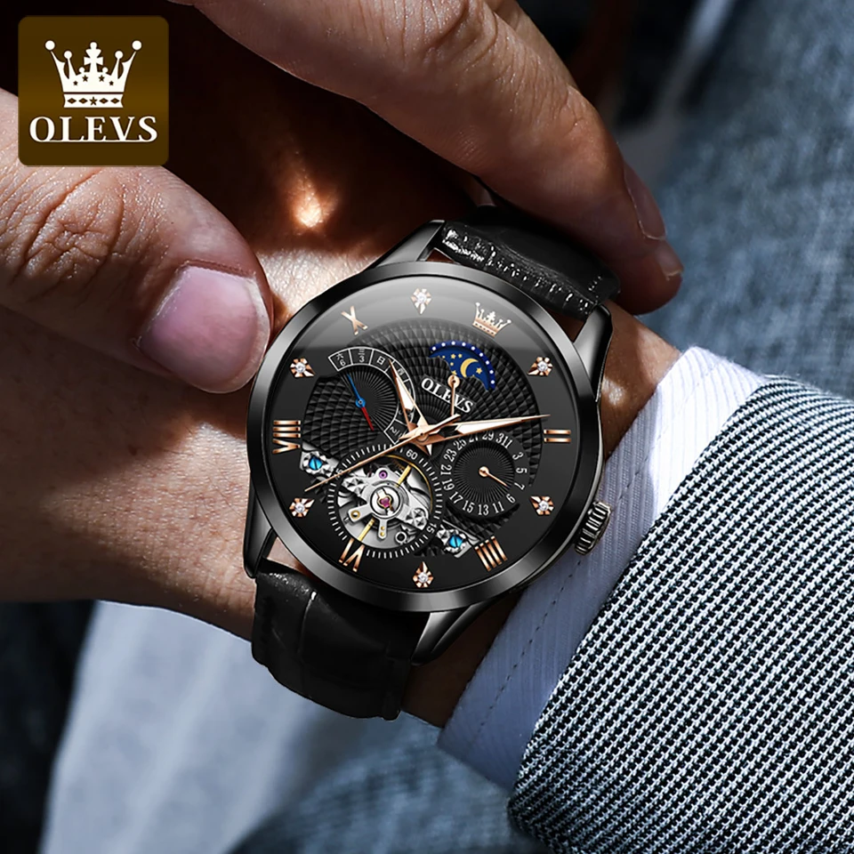 OLEVS Skeleton orologi automatici da uomo meccanici alla