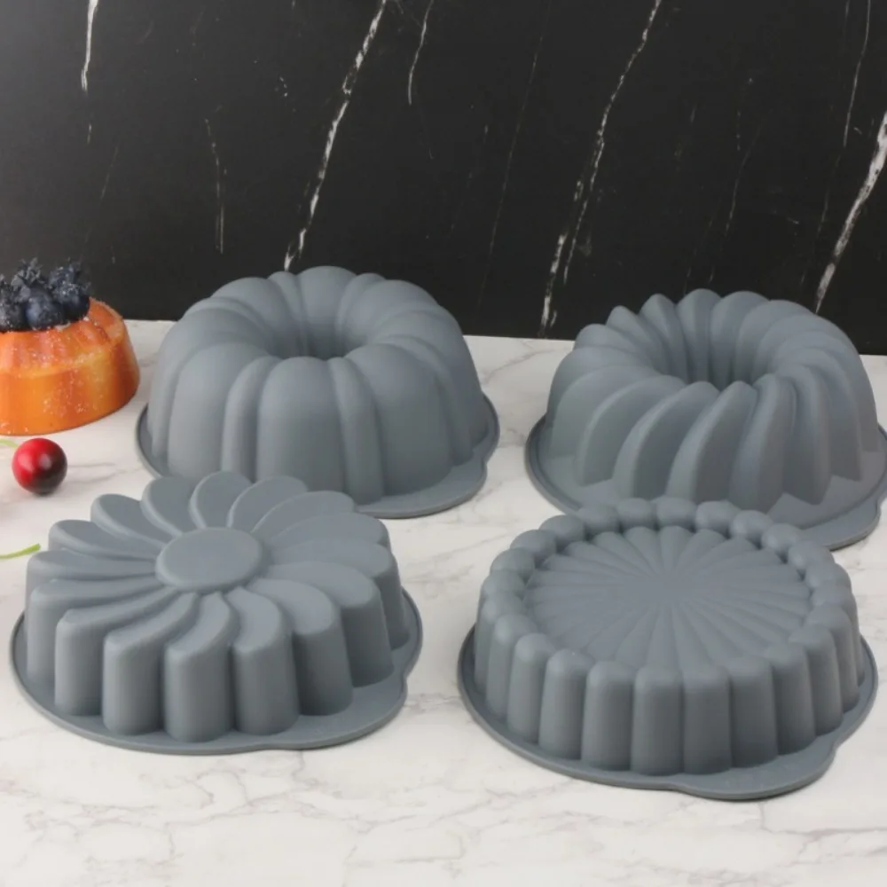 Silicone Cake Molds Non-Stick 3D Spiral Pattern Oven Baking Pan Heat Resistant Bread Muffin Mold Kitchen Bakeware