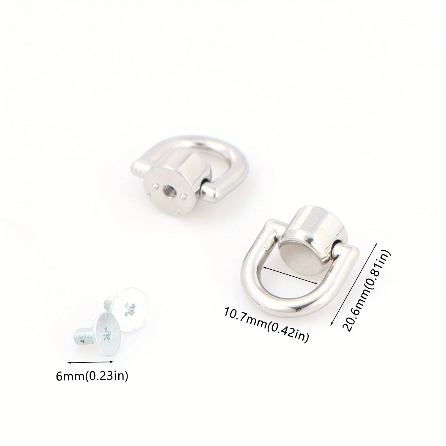 Elegant Metal D-Ring Studs for Leather Crafting and Accessories - Set of 4