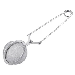 Premium Stainless Steel Tea Infuser with Squeeze Handle & Herb Mesh Strainer (Light Grey)