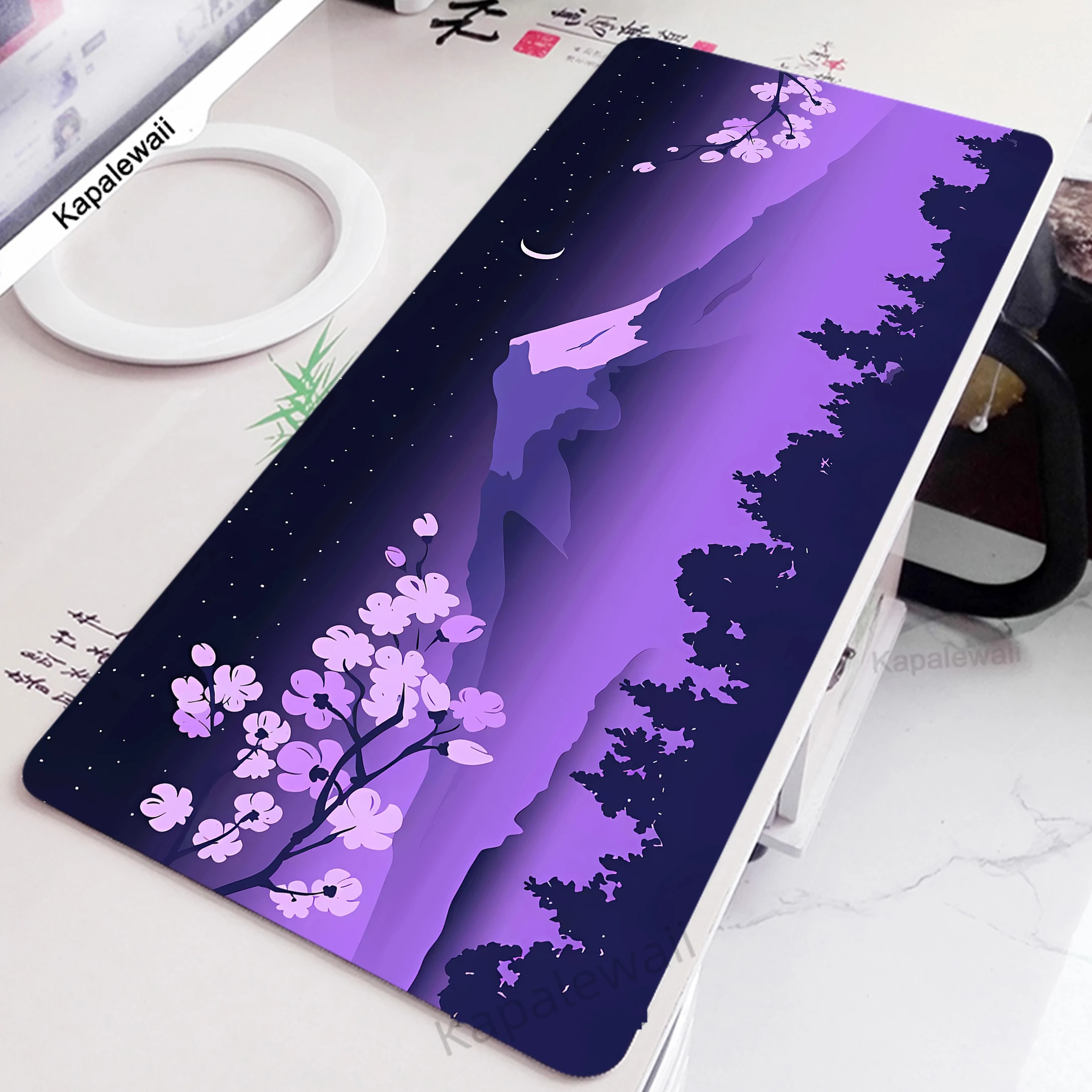 Sakura XXL Gaming Mouse Pad - Extended Office Desk Mat with Rubber Base (900x400mm)