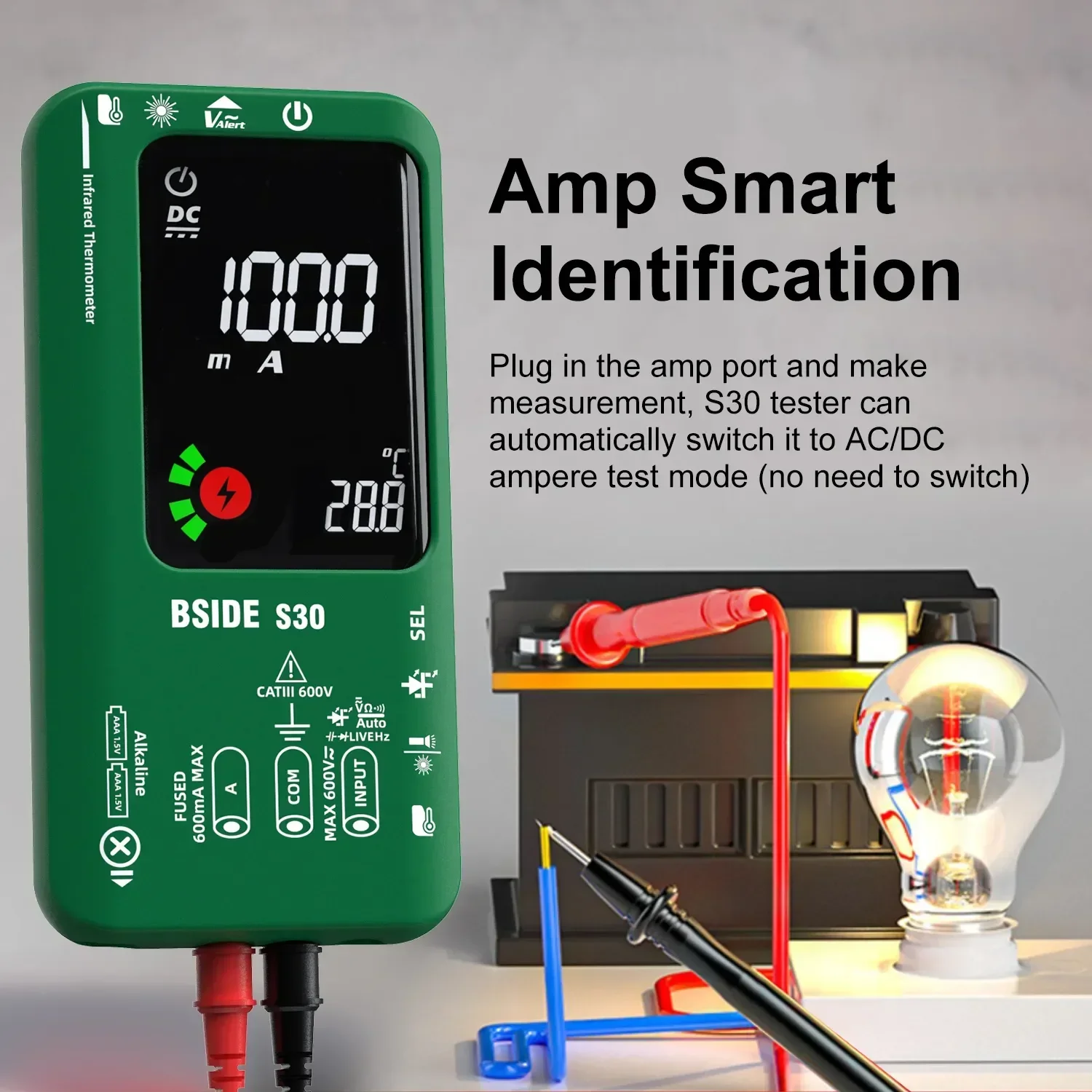 Bside S30 Smart Digital Multimeter 15V Diode Infrared Thermometer AC DC Voltage Current Recharge Professional Electronic Tester