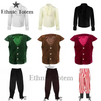 Costumi da Pirata, Uniforme Medievale Vittoriana Rinascimentale per Halloween, Spettacoli Teatrali, Cosplay, Camicie, Pantaloni, Gilet