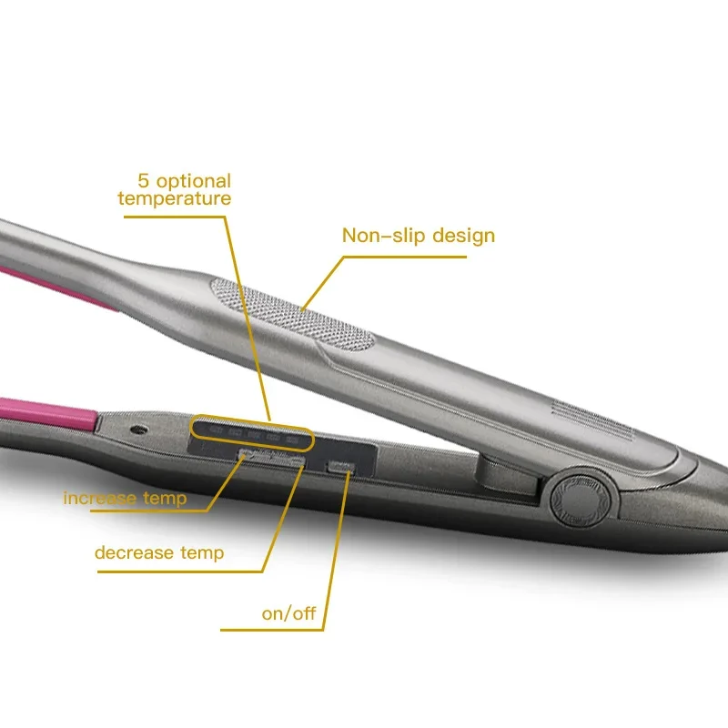 Titanium Pencil Flat Iron with Adjustable Temp Small Flat Iron Mini Hair Straightener for Men Pixie Short Hair Beard/Bangs/Edges