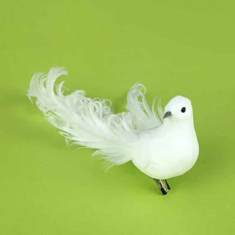 Artificial White Pigeon Plastic Feather Love Peace Doves Bird Simulation Figurines Home Table Garden Hanging Decoration Gift