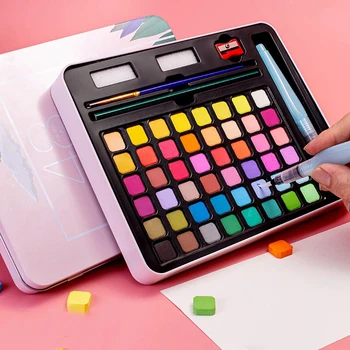 Watercolor Painting  48 Colors Solid Water Color Paint With Brush&Paper Drawing Set Art Supplies for Artists Beginner 1