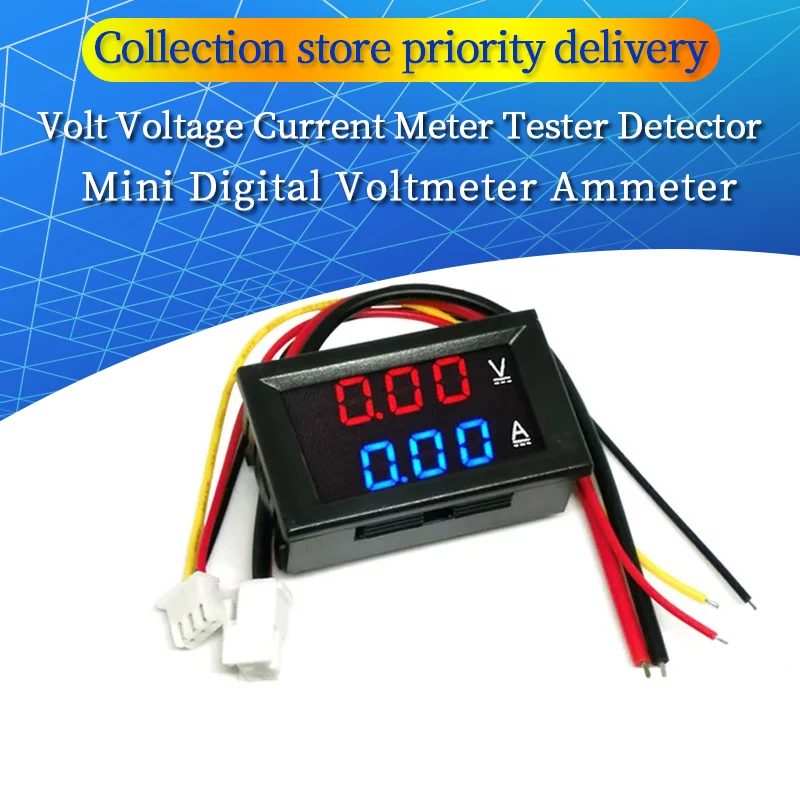Fasizi 0.56 Pollici Blu Rosso Doppio Display A LED Mini Voltmetro Digitale Amperometro DC 100V 50A Pannello Amp Tensione Corrente Meter Tester
