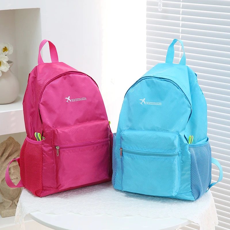 Lightweight folding backpack suitable for hiking, traveling, and outdoor adventures, adjustable shoulder straps, foldable