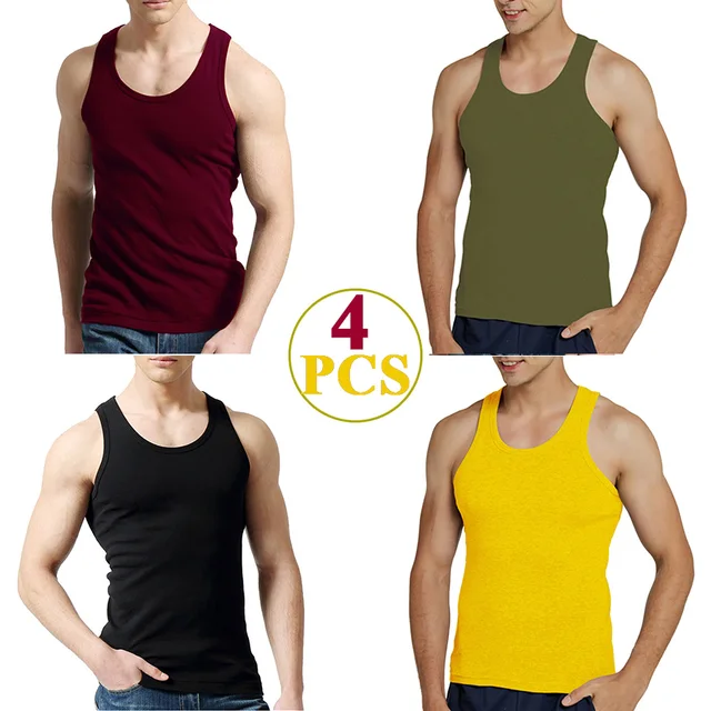 Non Ribbed Tank Topsmen's Cotton Tank Top - Breathable Sleeveless Vest For  All Seasons
