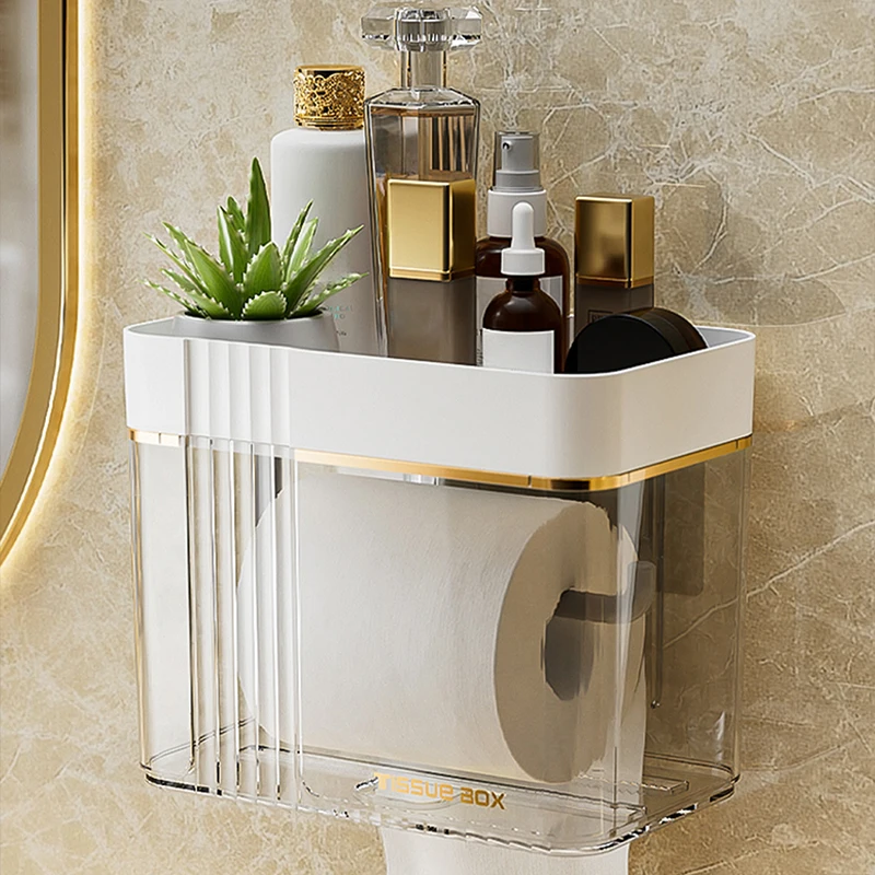 Punch-free Toilet Paper Holder Box Waterproof Storage Toilet Paper Storage Rack Towel organizer Bathroom Tissue Box