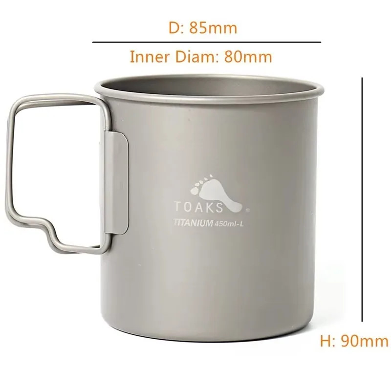 TOAKS Titanium 450ml Cup with Lid (Ultralight Version) Titanium Cup 0.3mm Thickness 62g Outdoor Camping Equipment 2