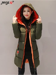 Winter Warm Mid-length Windbreak Hooded Parkas Women Print Cotton Coats Korean Fashion Overcoat Casual Snow Casaco Puffer Jacket