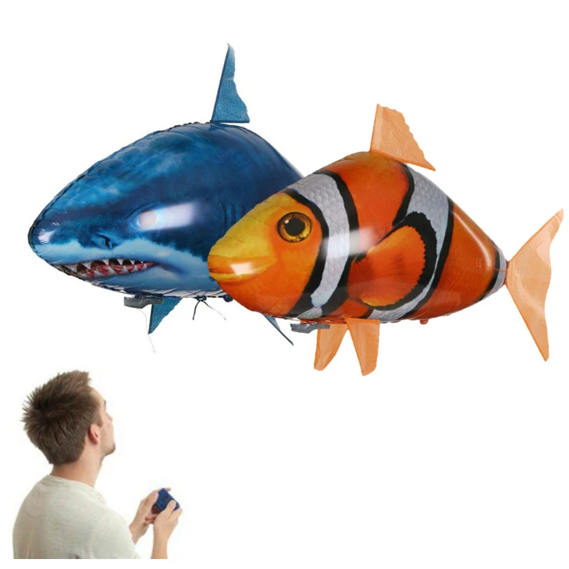 

Inflatable Remote Control Shark Toys Air Swimming RC Animal Radio Fly Balloons Clown Fish Animals Novel Toy For Children Boys