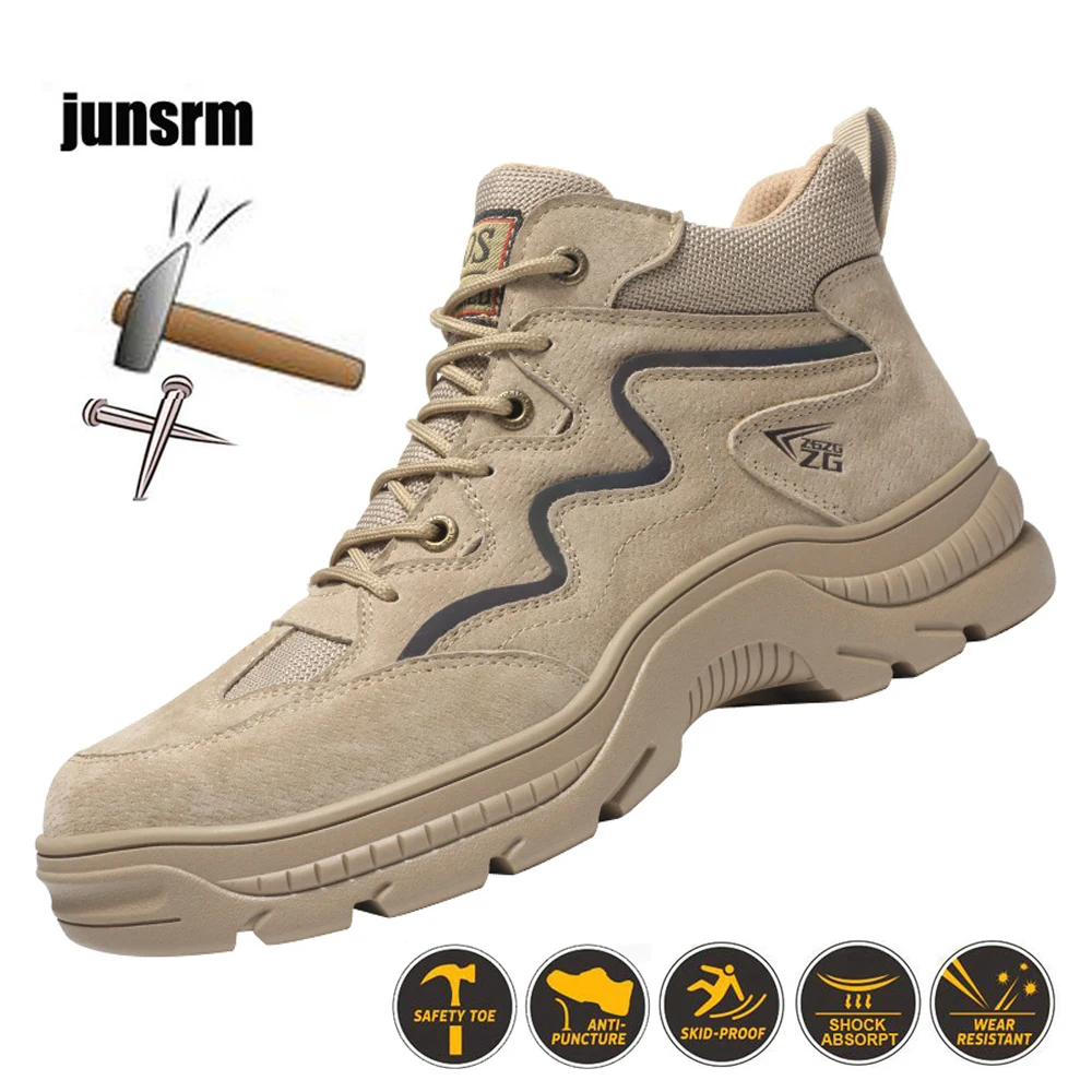 

Safety shoes for men steel clad toe smash and puncture resistant protective shoes wear-resistant work boots construction