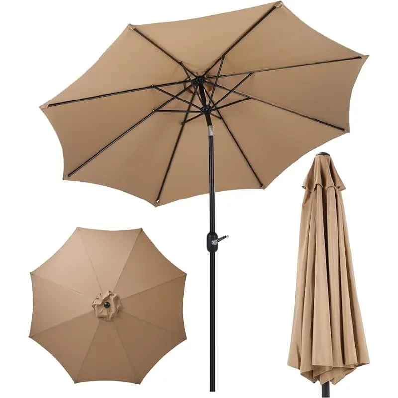 9FT Outdoor Patio Umbrella with Push Button Tilt and Crank Outdoor Yard/Market Table Umbrella UV Protection