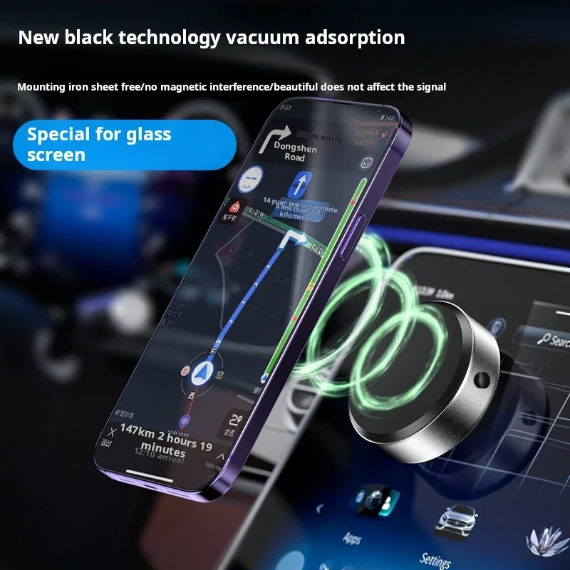 Magnetic Car Phone Holder, Dual-Sided Vacuum Suction with Wireless Charging, Universal Mobile Phone Stand
