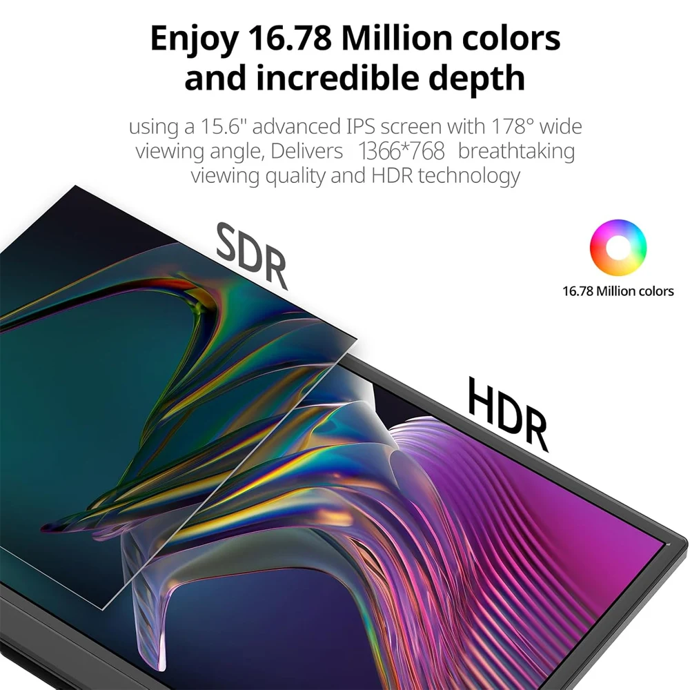 13.3인치 60Hz HD 72%sRGB 250니트 초슬림 백스탠드 디자인 휴대용 모니터 (Xbox, PS4/5, 스위치, 휴대폰, 게임용 노트북 확장용)