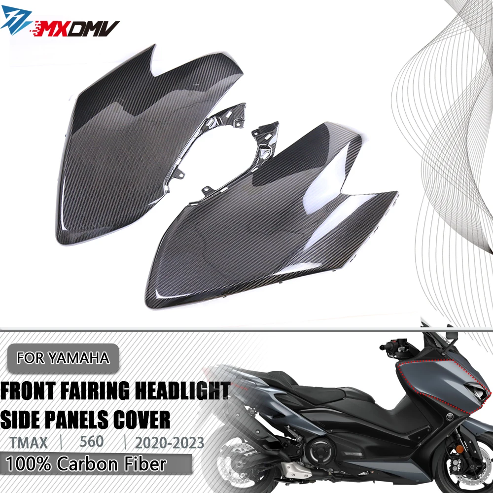 

Real Carbon Fiber Front Fairing Headlight Side Panels Cover Motorcycle Spoiler Kits For YAMAHA TMAX560 2020-2023