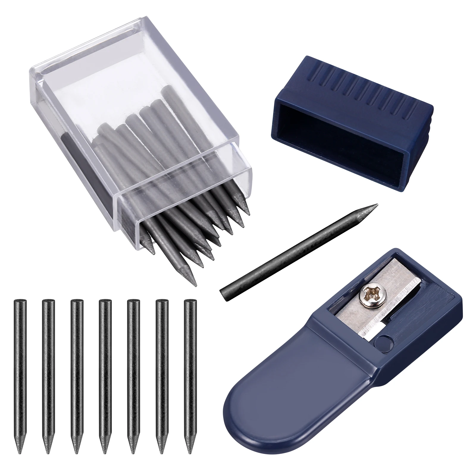 1 Set 2mm Compass Core Replacement Pencil Lead Stationery with Pencil Sharpener for Students Drafting Tools Compasses Tool 3