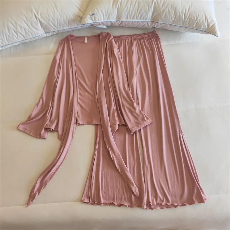 Casual Brust Pad Sling Hemd Langarm Pyjamas Frauen Herbst Winter Nacht Tragen Pyjamas Drei Stücke Set Koreanische Hause Kleidung – Detail 17
