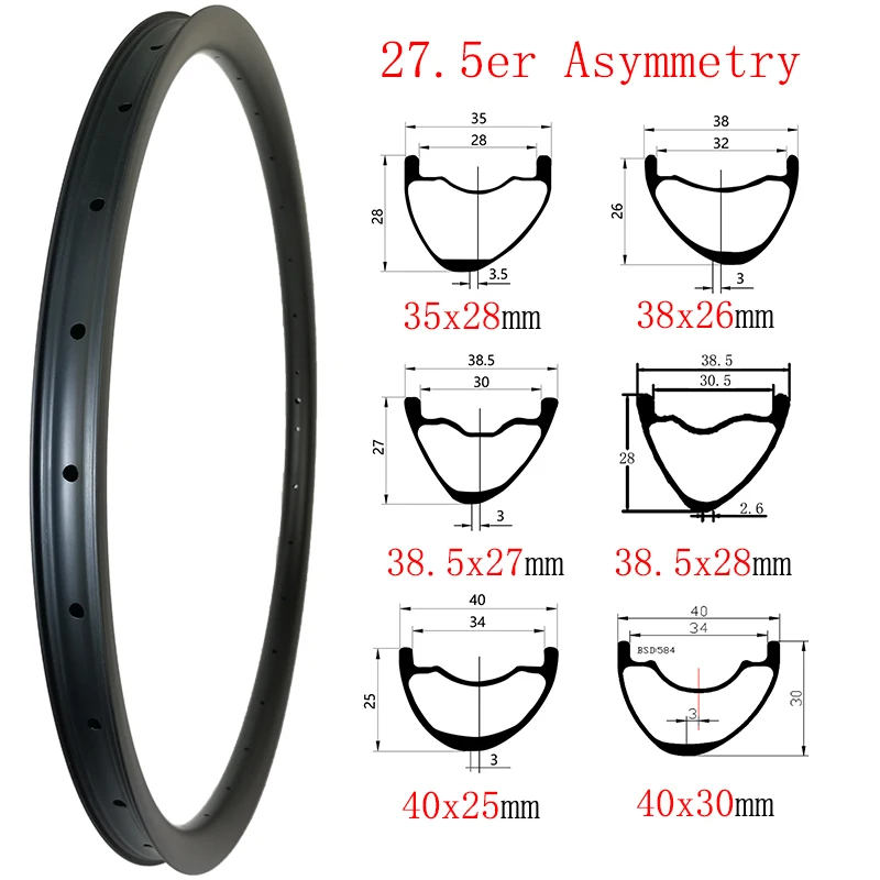 650B MTB Bicycle Carbon Rims 27.5er XC AM DH 28mm 32mm 30mm 34mm