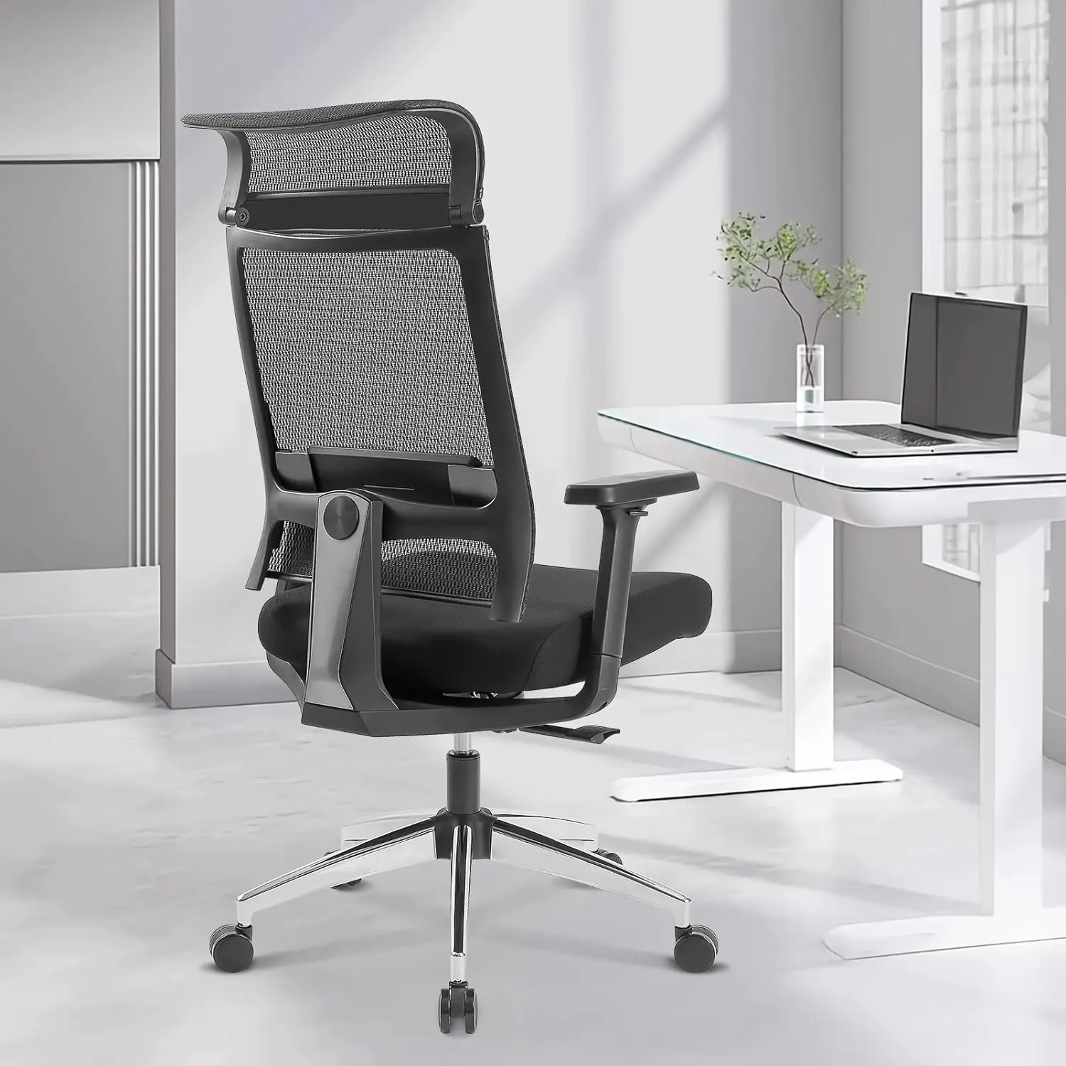 

Home Office Computer Chair, Ergonomic Mesh High Back Desk Chairs with Wide Headrest, 3D Arm Rests, Lumbar Support