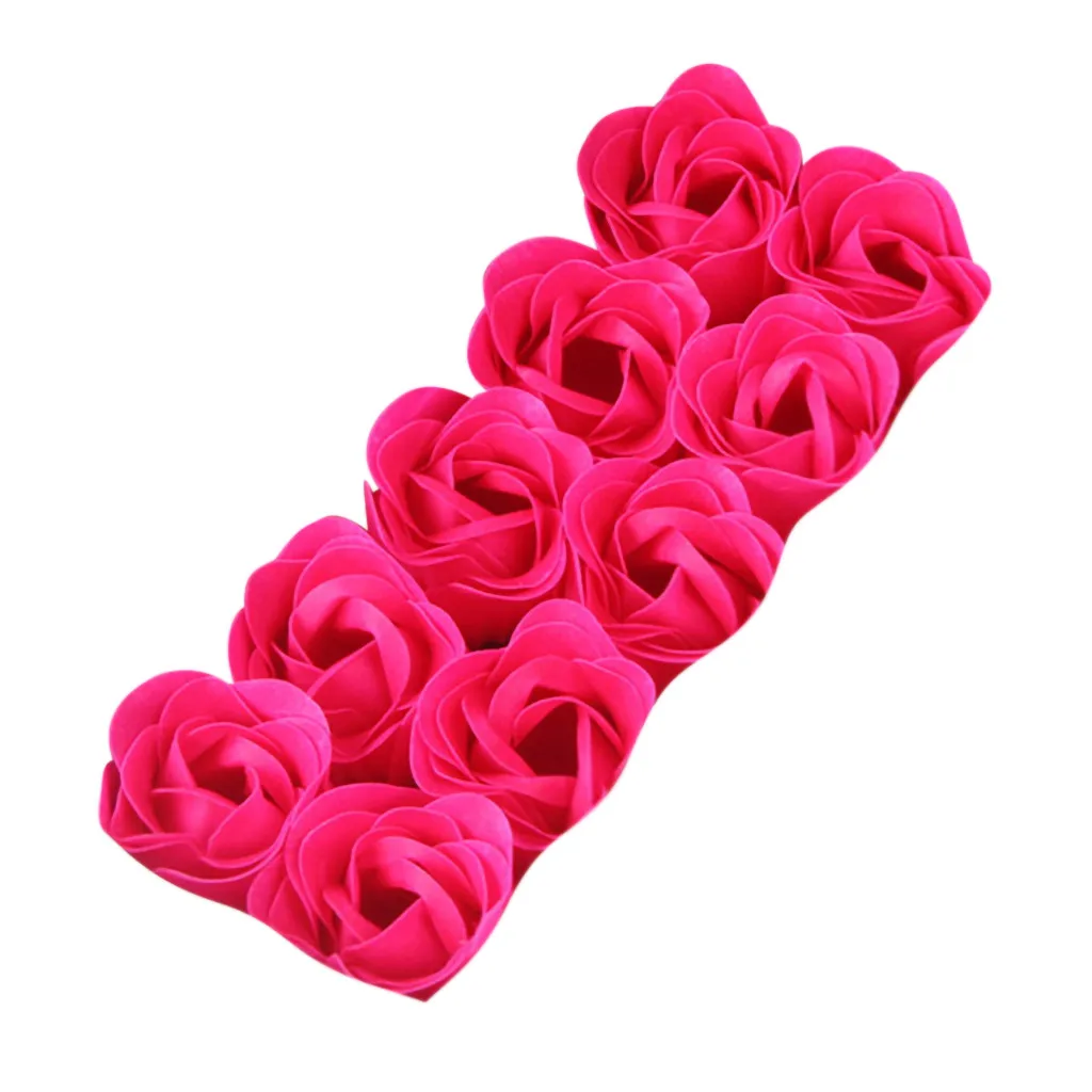 10pc Multicolor Solid Rose Scented Bath Body Petal Rose Flower Soap Wedding Decoration Gift Antibacterial