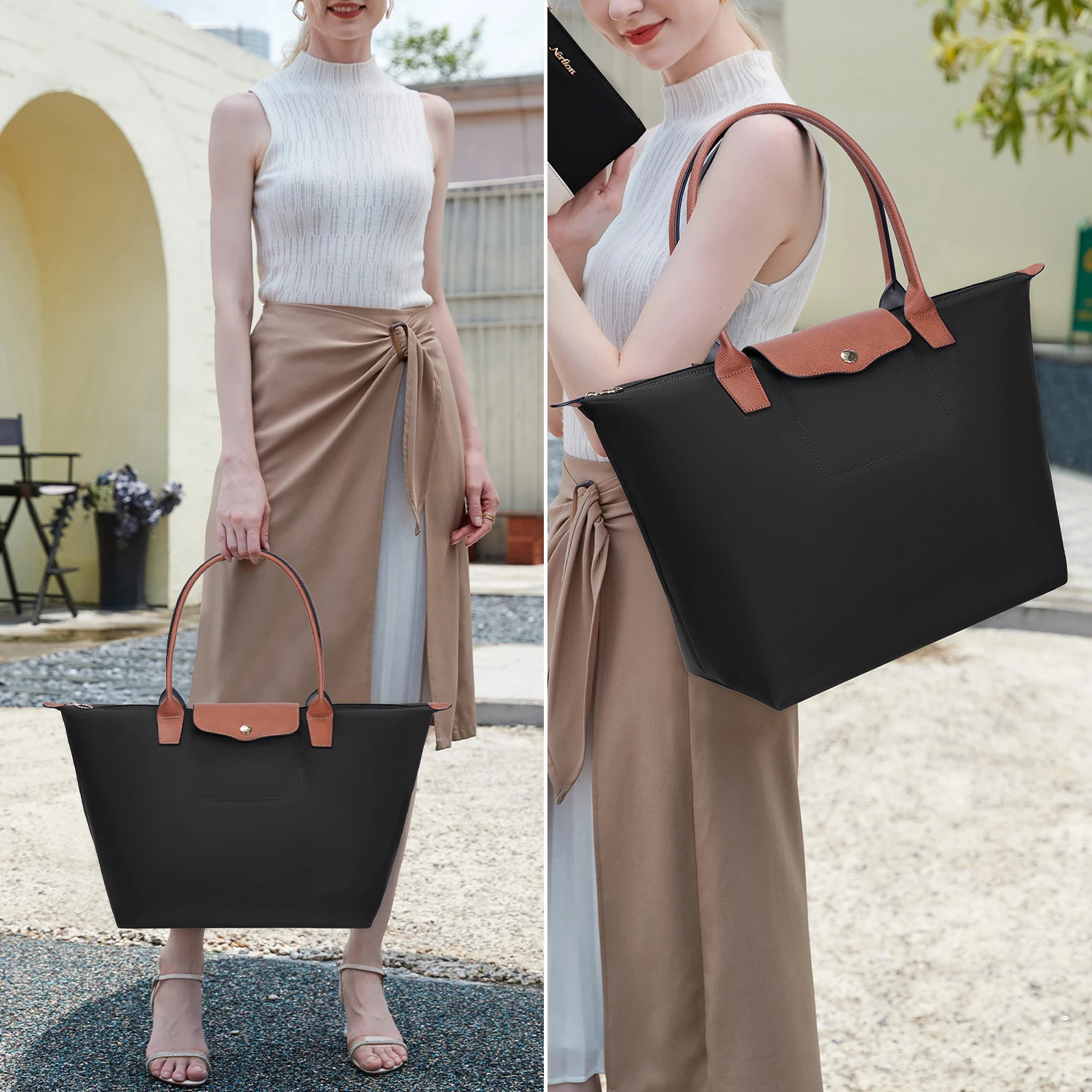 حقيبة يد أنيقة بتصميم عملي مع جيوب متعددة، مصممة ك...