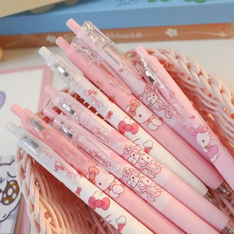 

Sanrio 0.5mm Neutral Black Pen Anime Figure Hello Kitty Student Stationery Office Work Children Exam Articles Wholesale