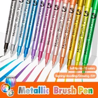 12/24 Colors Metallic Markers Pens colors Paint Pens for Black Paper, Glass,Rock Painting,DIY Scrapbook Album Student stationery 2