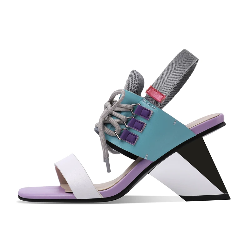 

Summer Fashion Mixed Colors Style Heels Sexy Narrow Band Sandals Party Shoes Ladylike Temperament Genuine Leather Women's Shoes