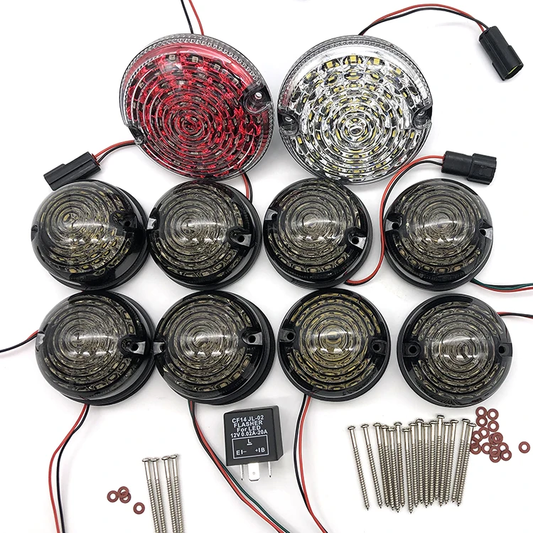 NSLUMO 10PCS Kit completo di aggiornamento lente fumé Fanale posteriore Fendinebbia Luce retromarcia Luce laterale anteriore compatibile con L/and-Rover Defender 90/110