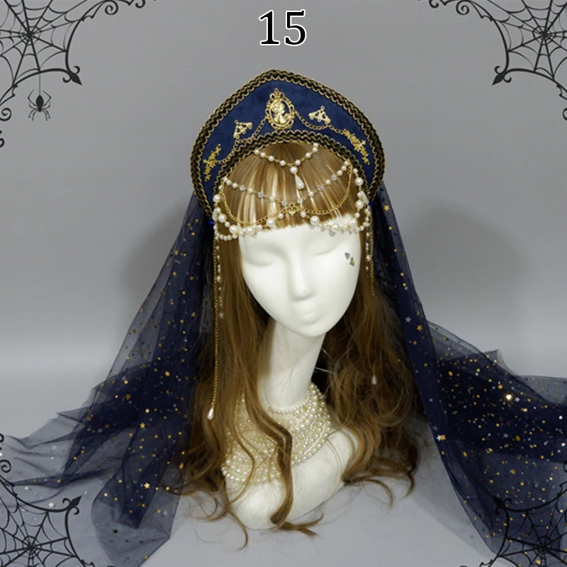 Sombrero Tudor De Terciopelo Para Mujer – Corona Isabelina Con Cruz Dorada Y Perlas, Talla única
