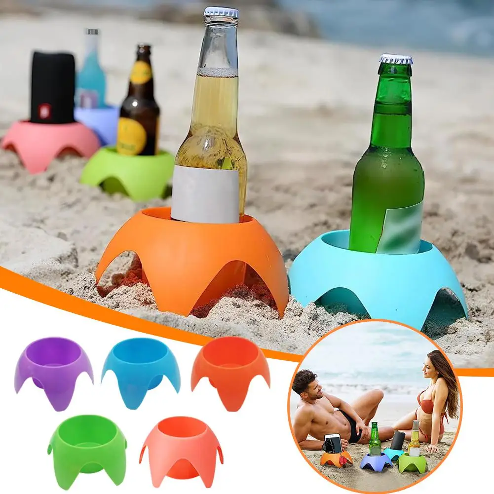 

Beach Drink Cup Holder Portable Drinks Sand Coaster Wear Resistant For Women Adults Family Friends Vacation Essentials Supp T9B6