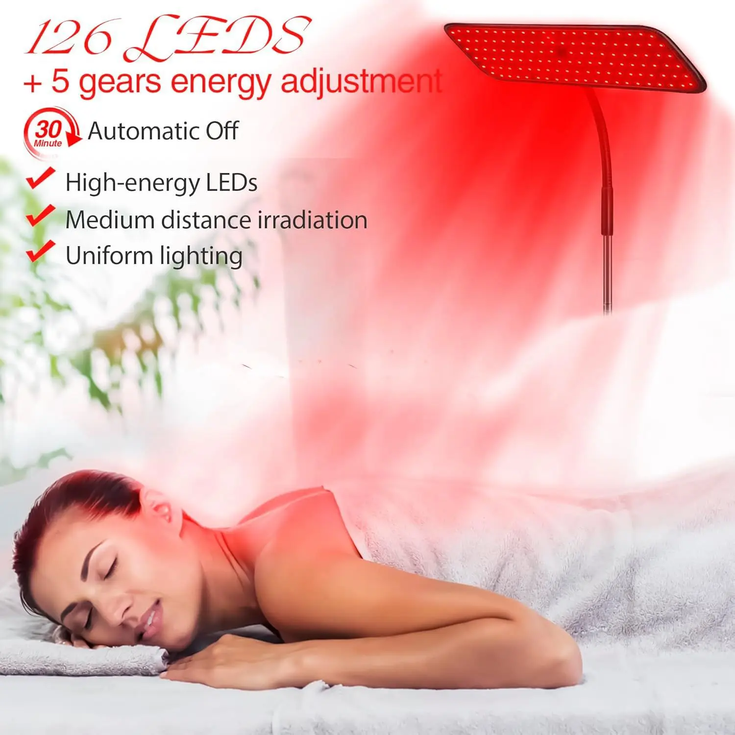 LED Red Light Therapy Panel with Stand 660nm 850nm Near Infrared Therapy Lamp Devices for Body Pain Relief and Skin Care