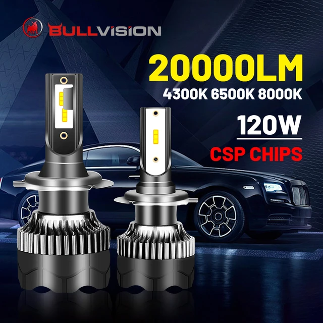 H4 LED Headlight 20000LM CSP Chip LED H7 H1 H11 H8 H9 9005 9006 HB3 HB4  120W 4300K 6500K 8000K PTF Ice Bulb Fog Light Bullvision - AliExpress