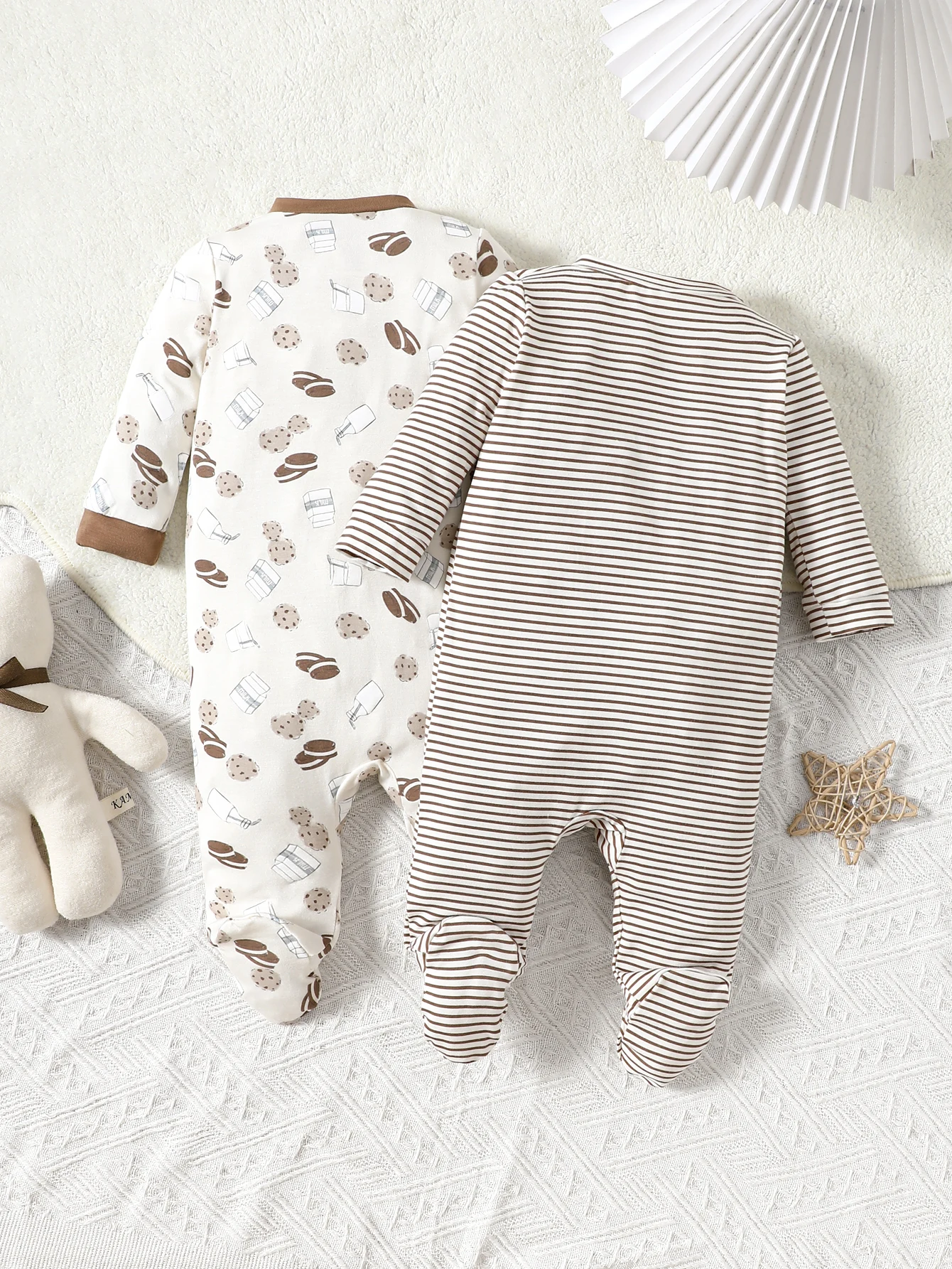 Baby Ankle Jumpsuit 2PCS Spring and Autumn Girls/Boys Bamboo Fiber Breathable Comfortable Brown Clean Flower Series baby clothes baby sleepsuit