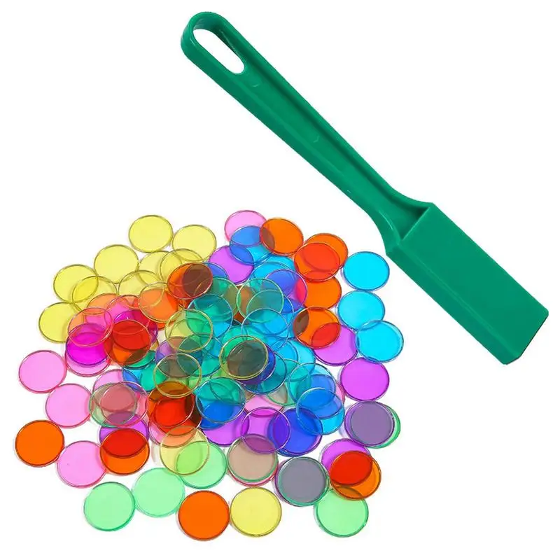 

Counting Chips Bingo Magnetic Wand With Chips Transparent Magnetic Chips Kit With 100pcs Mix Color Chips Math Counters For Kids