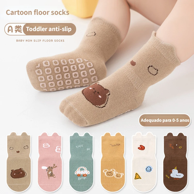 

Autumn Winter Baby Socks Children Anti-slip Floor Socks Combed Cotton Baby Non-Slip Toddler Socks Newborn Cartoon Cotton Socks