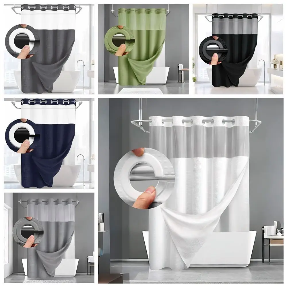 Hookless Textured Shower Curtain Set 4