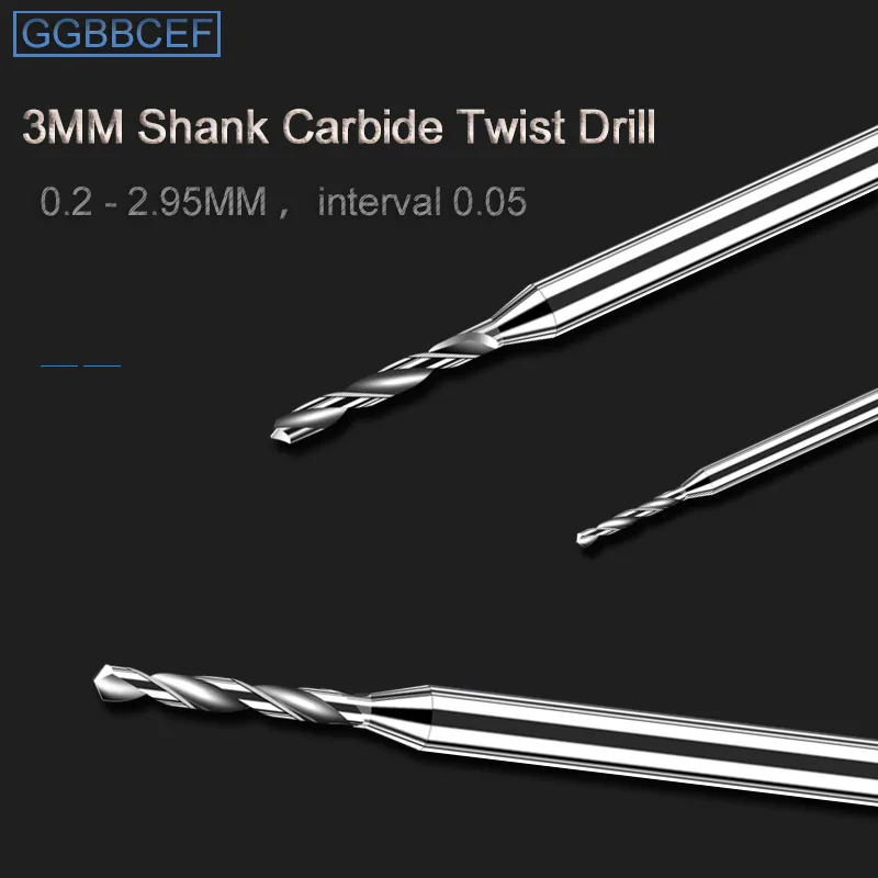

Tungsten Steel Drill Bits 3mm Shank Drill Micro-diameter Stainless Steel Special Carbide Twist Drill Bits For CNC 0.2mm Aluminum