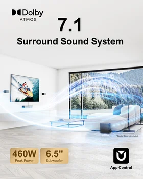 ULTIMEA 7.1 Soundbar with Dolby Atmos and APP Control, Home Theater Bluetooth Speaker with Wrieless Subwoofer&4 Surround Speaker 2