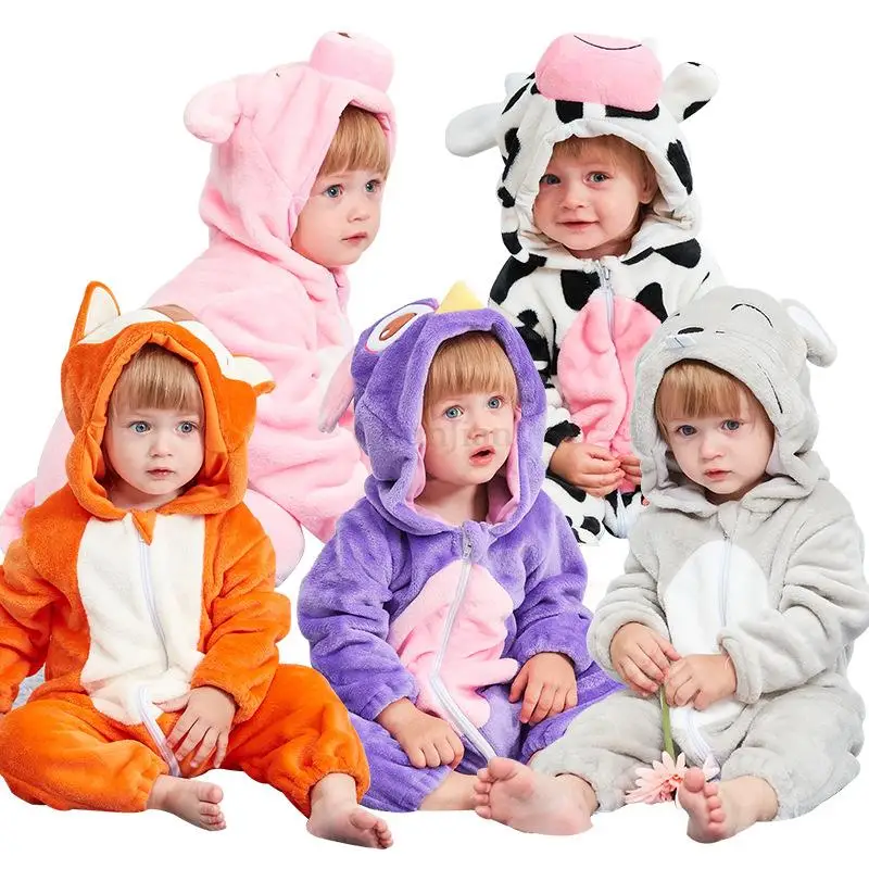 Newborn Baby Boy Clothing Animal Cartoon Hooded Jumpsuits Winter Baby Pajamas Onesies Kids Sleepwear Newborn Pyjamas baby sleepwear