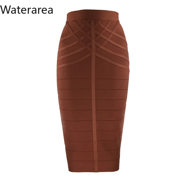 satin midi skirt Waterarea Fashion Solid Bandage Women Skirts Sexy High Waist Pencil Skirt Office Lady Bodycon Midi Skirt New Spring red skirt Skirts