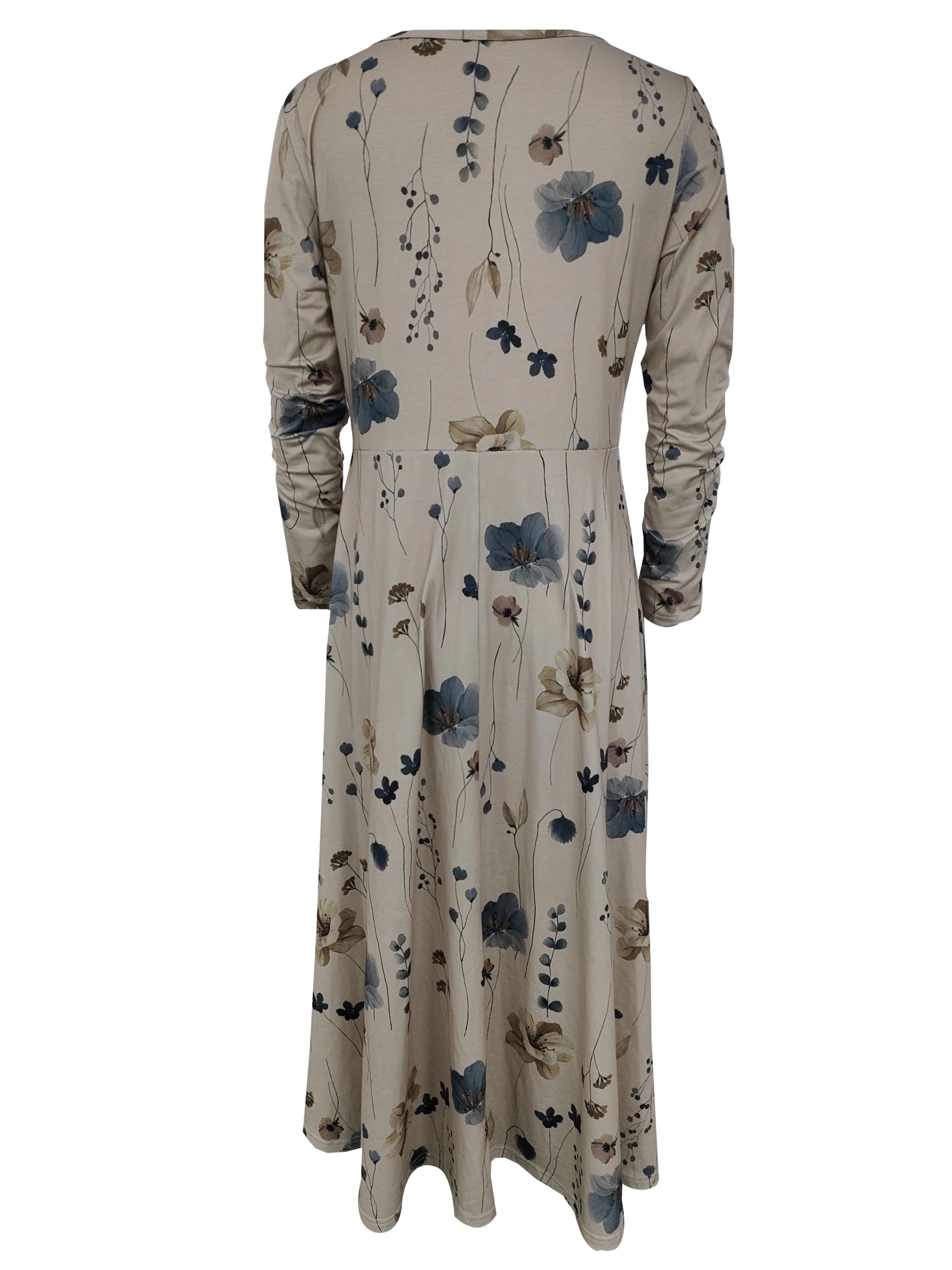 فستان نسائي برقبة مستديرة مطبوع بلوفر فستان متوسط...