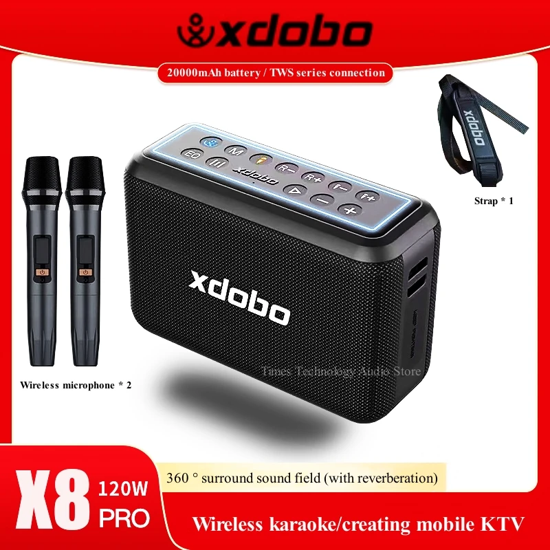XDOBO X8 Pro Portable Karaoke Party Bluetooth Speaker With Wireless Mic  120W Power Output IPX5 Waterproof And 15 Hours Playtime