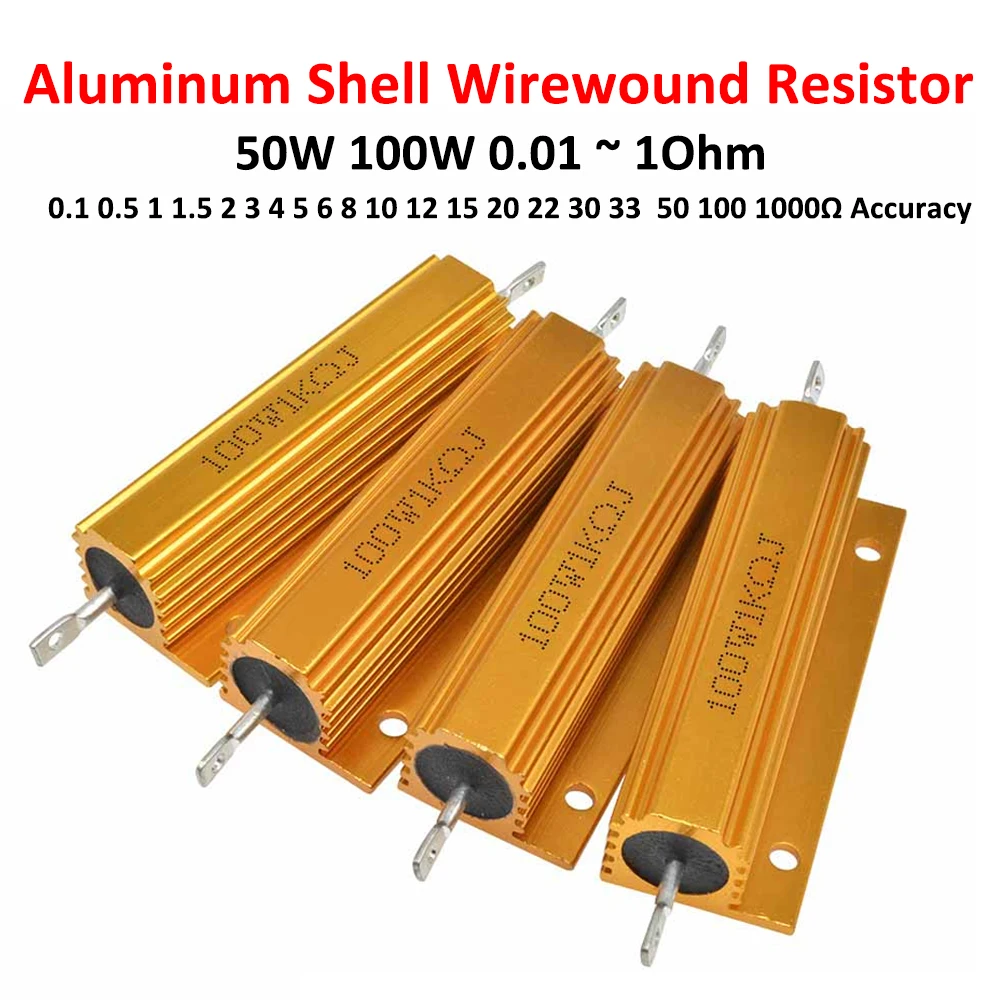 Semetall Resistori A Filo Avvolto In Alluminio - Confezione Da 5 Pezzi, 100W, 1 Ohm, Tolleranza 5% - Per Inverter, Audio, Convertitori - 3