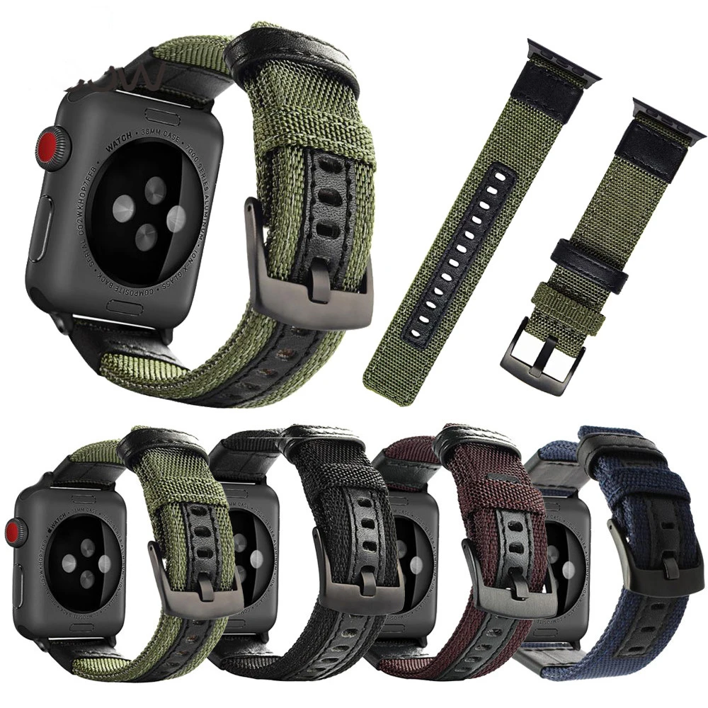 

Тканевый нейлоновый ремешок для Apple Watch 38 40 мм 42 44 45 мм 49 мм, браслет из натуральной кожи для наручных часов iWatch 4 5 6 7 8 9